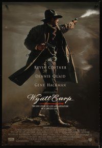 2m836 WYATT EARP 1sh '94 cool image of Kevin Costner in the title role firing gun!