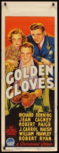 2p219 GOLDEN GLOVES long Aust daybill '40 Richardson Studio art of boxer Richard Denning & cast!