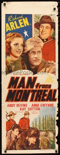 2p227 MAN FROM MONTREAL long Aust daybill '39 Mounties Richard Arlen & Andy Devine save the day!
