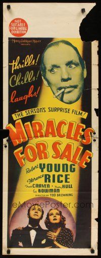 2p229 MIRACLES FOR SALE long Aust daybill '39 Robert Young, Florence Rice, directed by Tod Browning