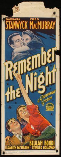 2p233 REMEMBER THE NIGHT long Aust daybill '40 Richardson Studio art of Stanwyck & MacMurray!