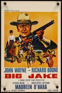 2p281 BIG JAKE Belgian '71 Richard Boone, different art of John Wayne with rifle!