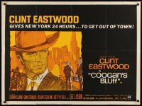 2p472 COOGAN'S BLUFF British quad '68 art of Clint Eastwood in New York City, directed by Don Siegel