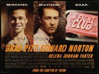 2p485 FIGHT CLUB DS British quad '99 great portraits of Edward Norton and Brad Pitt & bar of soap!