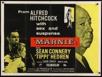 2p507 MARNIE British quad R70s different image of Sean Connery, Tippi Hedren & Alfred Hitchcock!