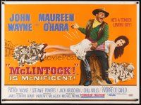 2p509 McLINTOCK British quad '63 best image of John Wayne giving Maureen O'Hara a spanking!