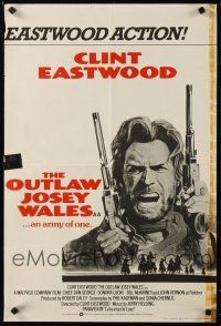 2p515 OUTLAW JOSEY WALES INCOMPLETE British quad '76 Clint Eastwood is an army of one, cool art!