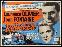 2p522 REBECCA British quad R60s Alfred Hitchcock, Laurence Olivier & Joan Fontaine!