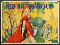2p523 RED RIDING HOOD stage play British quad '30s stone litho of sexy Red w/wolf behind!