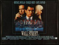 2p543 WALL STREET British quad '87 Michael Douglas, Charlie Sheen, Daryl Hannah, Oliver Stone!