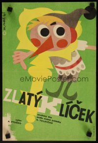 2p810 GOLDEN KEY Czech 11x16 '61 Aleksandr Ptushko's Zolotoy Klyuchik, cute children's artwork!