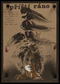2p826 MORNING AFTER Czech 11x16 '88 Sidney Lumet, wild art of Jane Fonda by Karel Teissig!