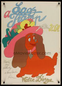 2p768 LADY & THE TRAMP Czech 23x33 '74 Walt Disney romantic canine dog classic cartoon!