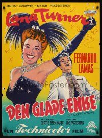 2p700 MERRY WIDOW Danish '53 different Gaston art of sexy Lana Turner & Fernando Lamas!
