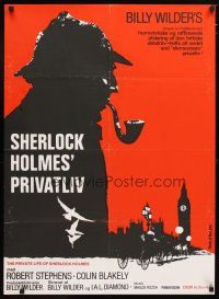 2p715 PRIVATE LIFE OF SHERLOCK HOLMES Danish '71 Billy Wilder, Robert Stephens, silhouette art!