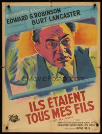 2p408 ALL MY SONS French 23x32 '48 cool close-up Lefebure art of Edward G. Robinson!