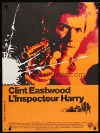 2p413 DIRTY HARRY French 23x32 '72 cool art of Clint Eastwood w/gun, Don Siegel crime classic!