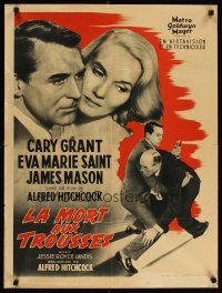 2p427 NORTH BY NORTHWEST French 23x32 '59 Cary Grant, Eva Marie Saint, Alfred Hitchcock classic!
