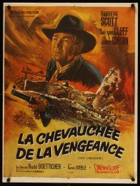 2p433 RIDE LONESOME French 23x32 R60s Augere artwork of cowboy Randolph Scott!
