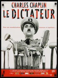 2p386 GREAT DICTATOR French 15x21 R02 Charlie Chaplin as Hitler-like dictator Hynkel w/microphones