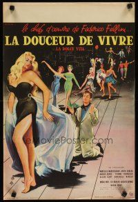 2p390 LA DOLCE VITA French 15x21 '60 Federico Fellini, Mastroianni, sexy Ekberg by Yves Thos!