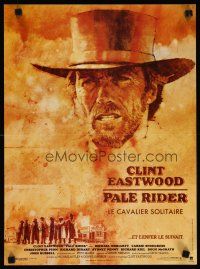 2p395 PALE RIDER French 15x21 '85 great artwork of cowboy Clint Eastwood by C. Michael Dudash!