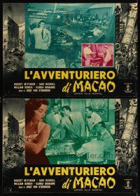2p089 MACAO set of 6 Italian photobustas R61 Josef von Sternberg, Robert Mitchum & Jane Russell!