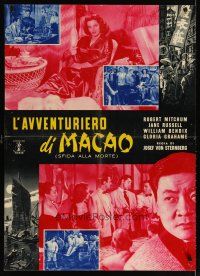 2p085 MACAO Italian lrg pbusta R61 Josef von Sternberg, Robert Mitchum & sexy Jane Russell!