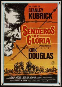 2p158 PATHS OF GLORY Spanish '86 Stanley Kubrick, great artwork of Kirk Douglas in WWI!