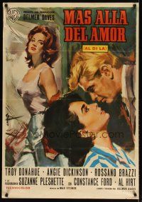 2p161 ROME ADVENTURE Spanish '62 Troy Donahue & Angie Dickinson in romantic close up in Italy!