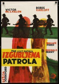 2p346 LOST PATROL Yugoslavian '67 Boris Karloff, Victor McLaglen, John Ford directed classic!