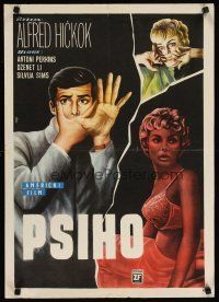 2p356 PSYCHO Yugoslavian '63 sexy half-dressed Janet Leigh, Anthony Perkins, Hitchcock classic!