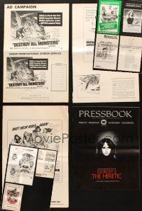 2s082 LOT OF 11 CUT SUPPLEMENTS, TRADE ADS & PRESSBOOKS '60s-70s Destroy All Monsters & more!