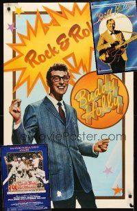 2s194 LOT OF 3 UNFOLDED COMMERCIAL MUSIC POSTERS '70s-80s Buddy Holly, Bill Haley, Village People