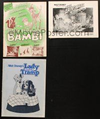 2s097 LOT OF 3 CUT & UNCUT WALT DISNEY RE-RELEASE PRESSBOOKS '60s-70s Lady and the Tramp + more!
