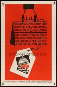 2t018 ADVISE & CONSENT 1sh '62 Otto Preminger, classic Saul Bass Washington Capitol artwork!