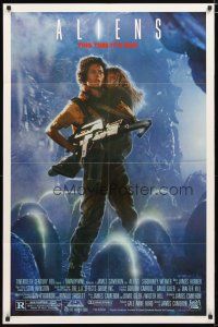 2t029 ALIENS 1sh '86 James Cameron, Signourney Weaver as Ripley, this time it's war!