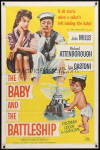 2t056 BABY & THE BATTLESHIP 1sh '57 English sailors John Mills & Richard Attenborough!