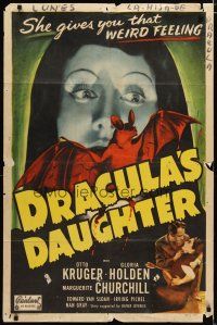 2t285 DRACULA'S DAUGHTER 1sh R49 Gloria Holden in title role in Universal horror!