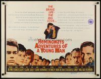 2w006 ADVENTURES OF A YOUNG MAN 1/2sh '62 Hemingway, headshots of all stars including Paul Newman!