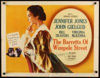 2w022 BARRETTS OF WIMPOLE STREET 1/2sh '57 art of pretty Jennifer Jones as Elizabeth Browning!