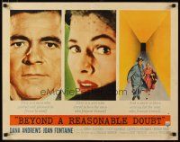2w025 BEYOND A REASONABLE DOUBT style A 1/2sh '56 Fritz Lang noir, Dana Andrews & Joan Fontaine!