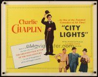 2w053 CITY LIGHTS style B 1/2sh R50 full-length artwork of Charlie Chaplin as the Tramp!