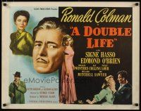 2w082 DOUBLE LIFE 1/2sh '47 film noir, Ronald Colman, Signe Hasso & pretty Shelley Winters!