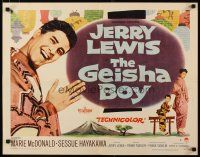 2w109 GEISHA BOY style B 1/2sh '58 screwy Jerry Lewis visits Japan, cool paper lantern art!