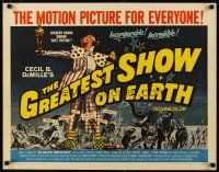 2w119 GREATEST SHOW ON EARTH 1/2sh R60 DeMille circus classic,Charlton Heston, James Stewart!