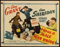 2w147 I WAS A MALE WAR BRIDE 1/2sh '49 cross-dresser Cary Grant & Ann Sheridan on motorcycle!