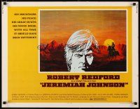 2w157 JEREMIAH JOHNSON 1/2sh '72 cool artwork of Robert Redford, directed by Sydney Pollack!