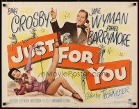2w162 JUST FOR YOU style B 1/2sh '52 Bing Crosby & sexy Jane Wyman on telephone!