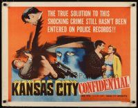 2w163 KANSAS CITY CONFIDENTIAL style A 1/2sh '52 John Payne with sexy Coleen Gray & fighting!